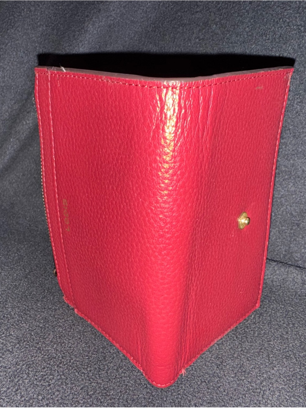 Lodis Burgundy Pebbled Leather Card Wallet with Gold Hardware